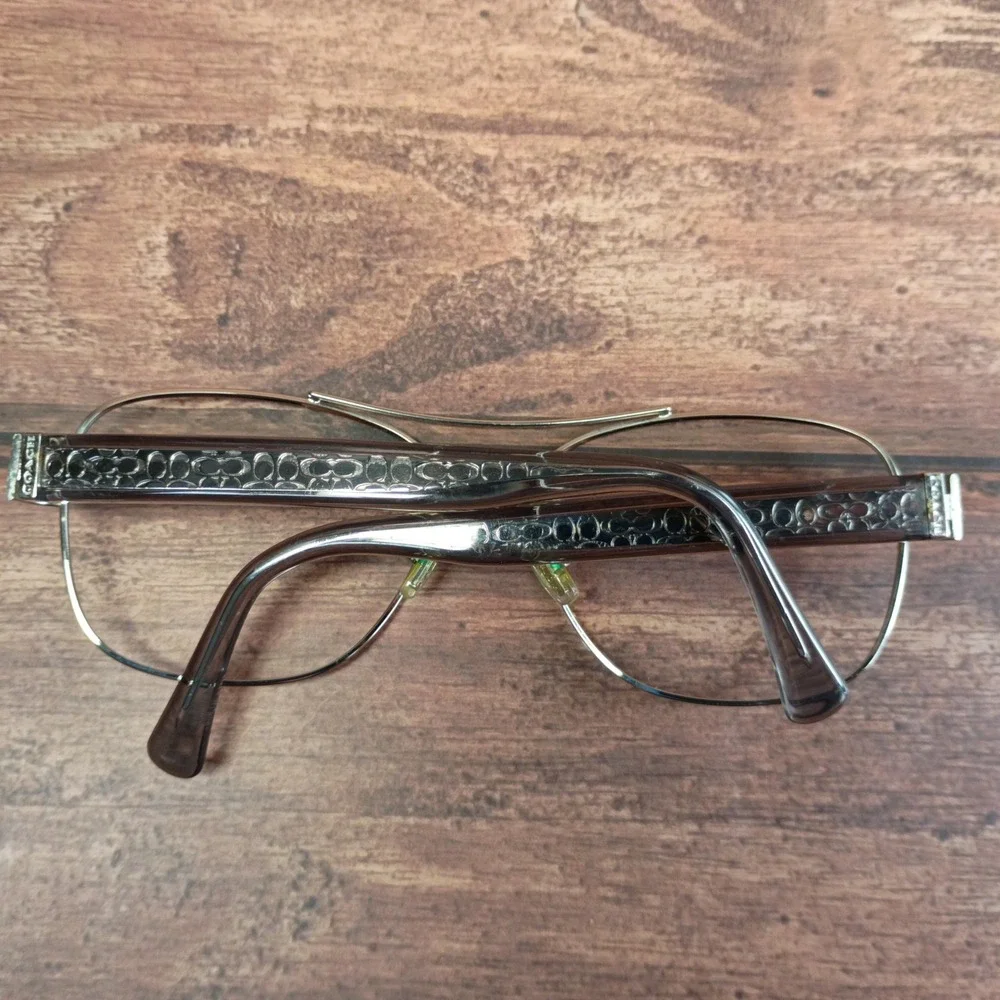 Coach HC 7064 L151 Silver Dark Grey Crystal Aviator Eyeglass Frames 56-16-135